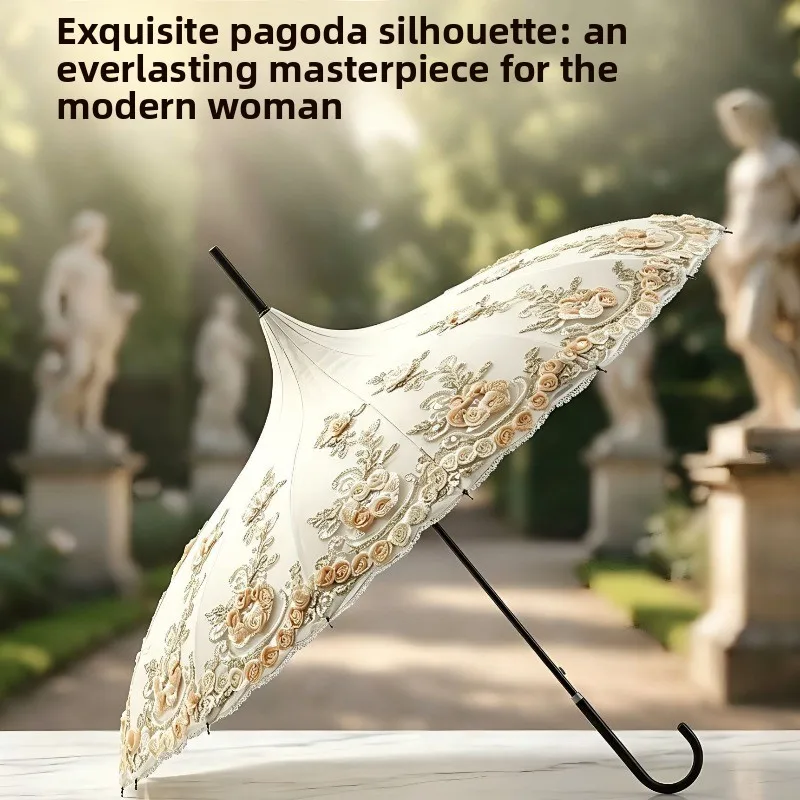 New Lolita Umbrella European Rose Lace Embroidery Princess Parasol Gothic Sun Rain Umbrella for Cosplay Creative Tassel Umbrella