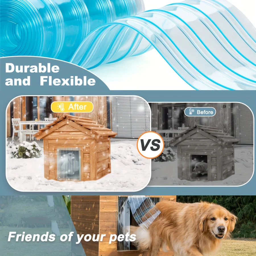 1Pc Cuttable Clear PVC Pet Door Flap Waterproof Thermal‑Insulated Replacement Dog‑House Door Curtain Dust‑Proof Easy‑Install Pet
