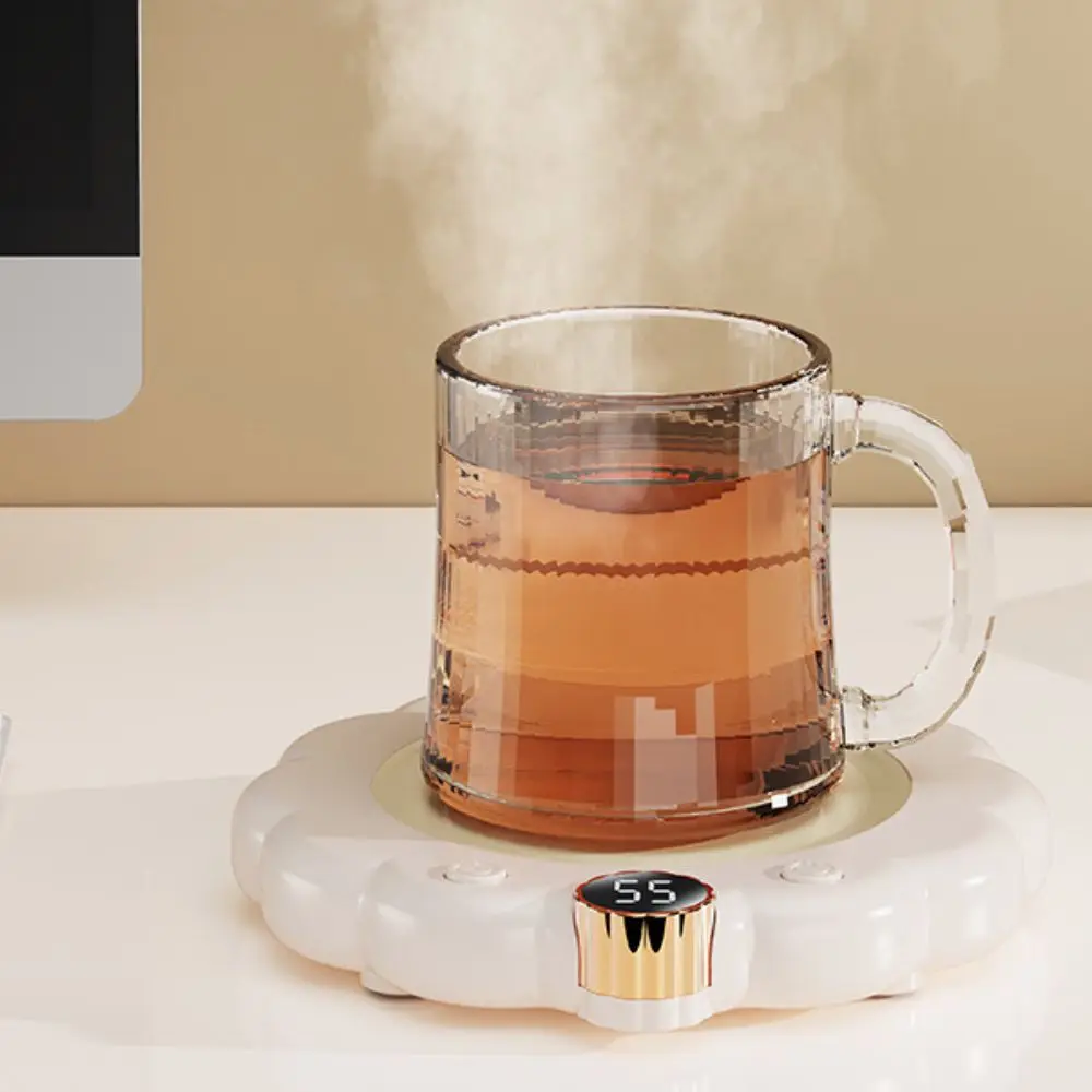 

Flower Shaped Thermostatic Coaster Adjustable Temperature Digital Display Electric Heating Cup Pad Intelligent Anti-dry Burn