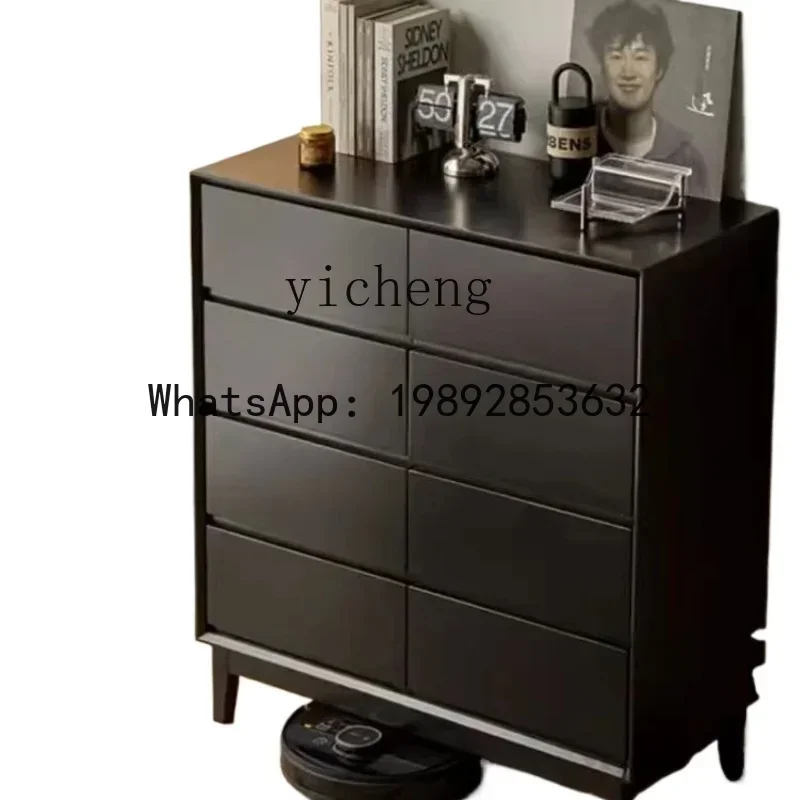 chest cabinet solid wood bedroom bedside table ultra-thin living room storage drawer type large capacity locker