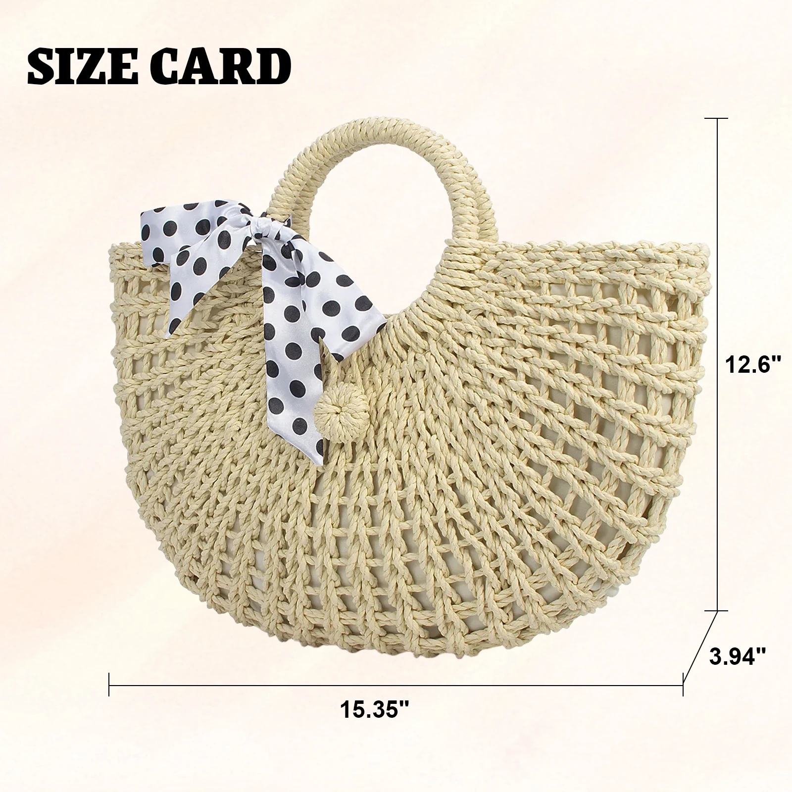 Ladies Straw Woven Bag, Handwoven Ladies Beach Bag, Curved Top Handle Tote Bag, Large Capacity Handbag, Fashionable Women's Bag. - view 4