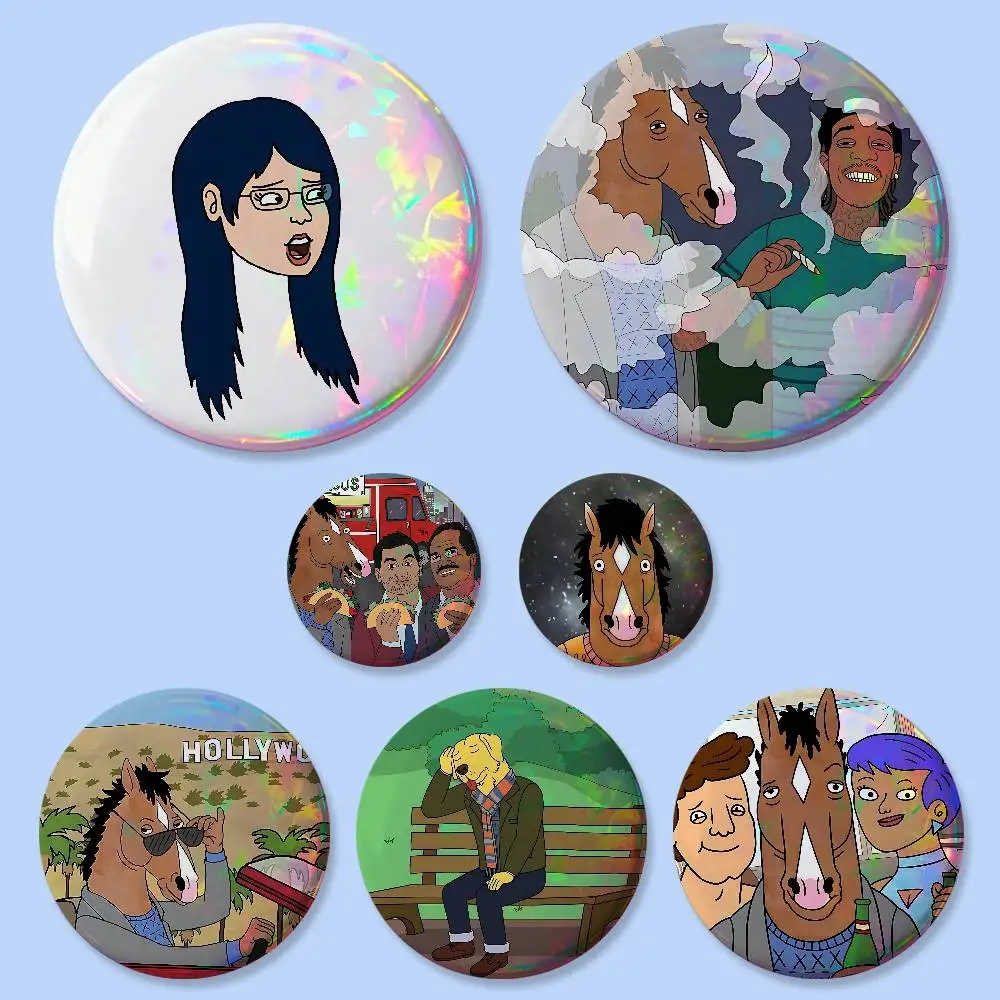 Coole B-BoJack Horseman Abzeichen, Runde Kreative Anstecknadeln, Broschen, Taschen-Deko-Accessoires, Sammlerstücke für Fans und Freunde