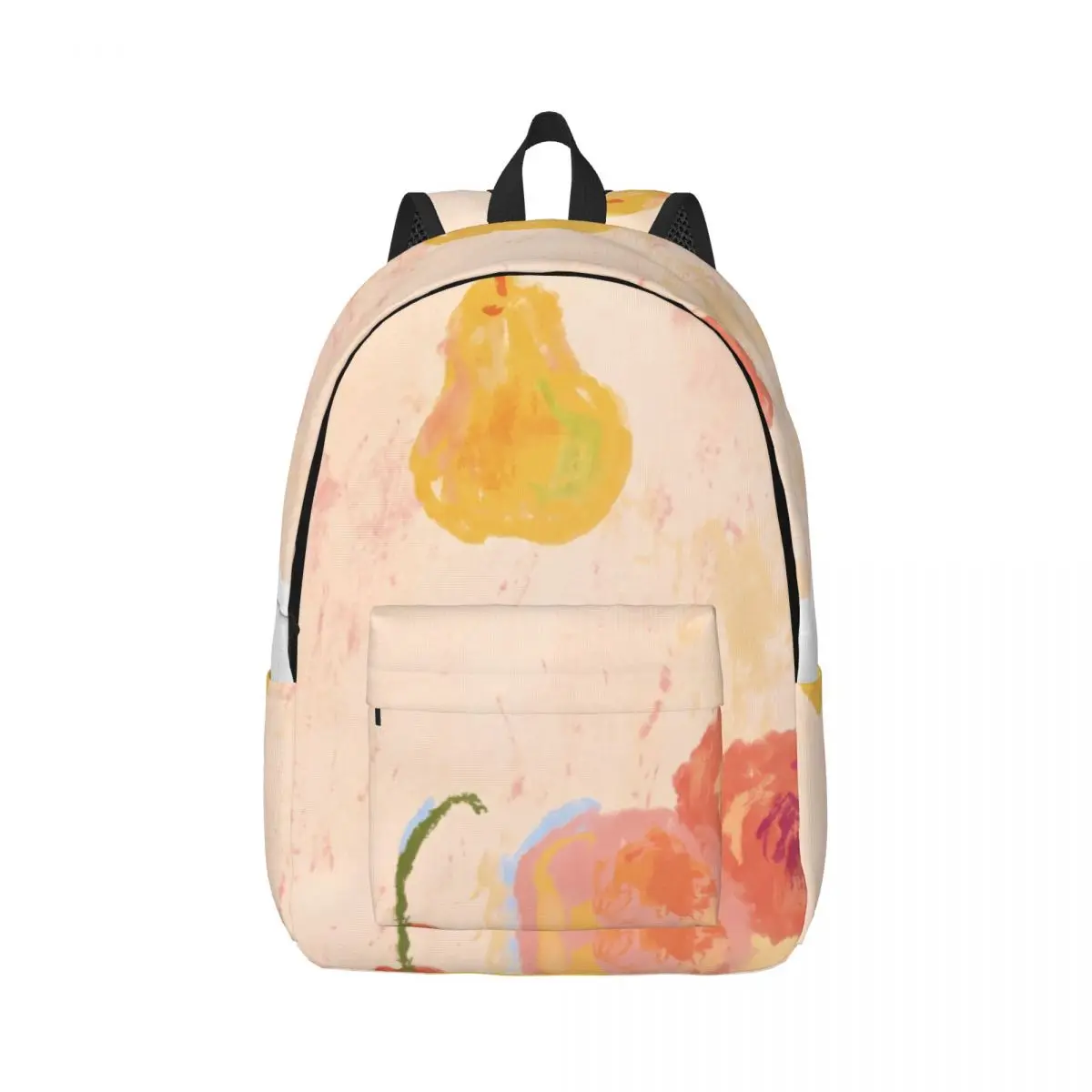 Outdoor Lightweight Backpack Center Painted Fruit Modern Artistic Solid White Multi Color Printed Rucksack for Hiking Camping