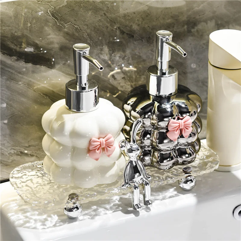 

Floral soap dispenser hand washing liquid bottle bathroom shower gel press ceramic lotion shampoo bottle bathroom accessories