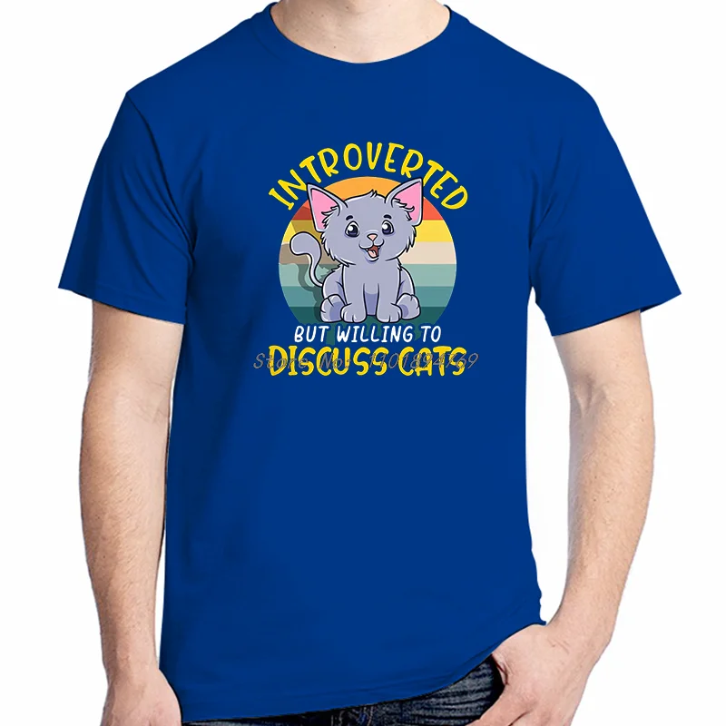 Cute Introverted But Willing To Discuss Cats Graphic T Shirts Summer Cotton Tees Tops New Shirts And T-Shirts Print T Shirt