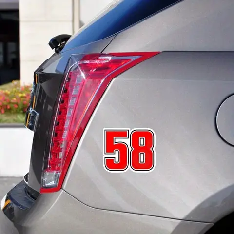 58 Cartoon Racing Number Matte Vinyl Car Decal Sticker Red White for Truck SUV