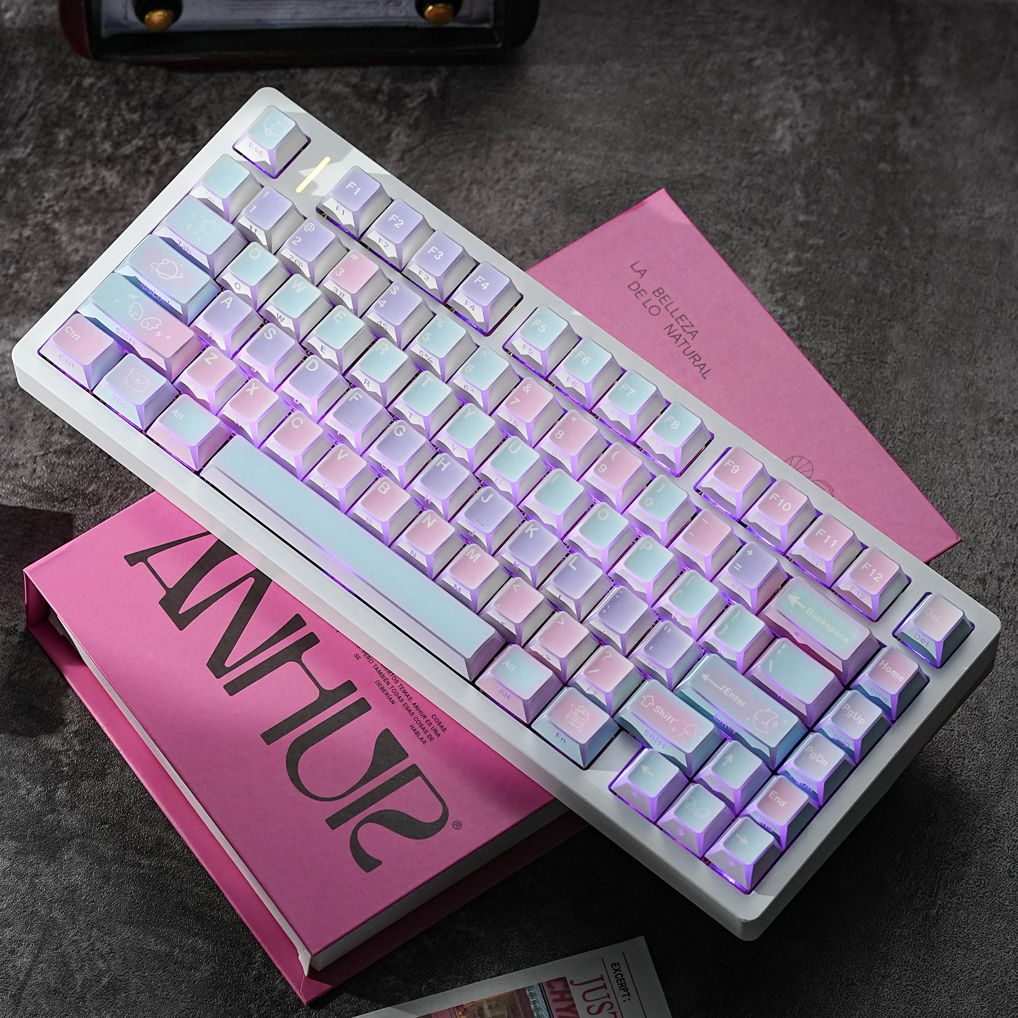 Star's Dream 137 Keys Mechanical Keyboard Keycaps Set JCM Dye-Sub Side-Lit LAS Profile Compatible with Spanish Arabic French Ger
