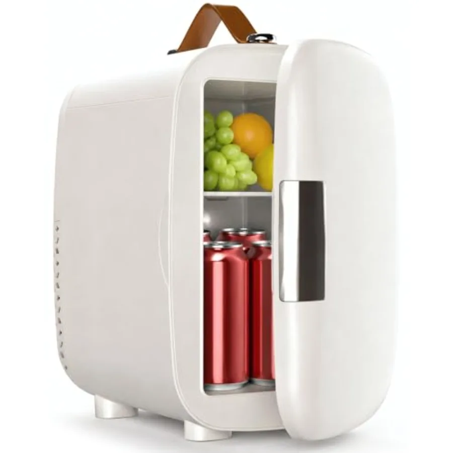 

Cosmetic Fridge for Skincare Drinks, 4L Portable Mini Fridge, White ABS Plastic, Dual-Zone Cooling Warming, AC/DC Powered for B
