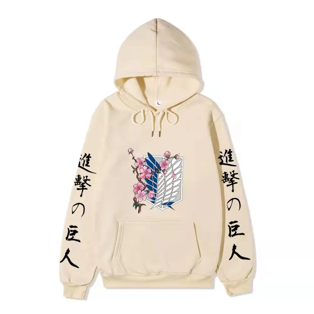 Attack On Titan Hoodie 일본 애니메이션 Hingeki No Kyojin 그래픽 스웨터 풀오버 캐주얼 후드 스트리트웨어 탑스 유니섹스 어택