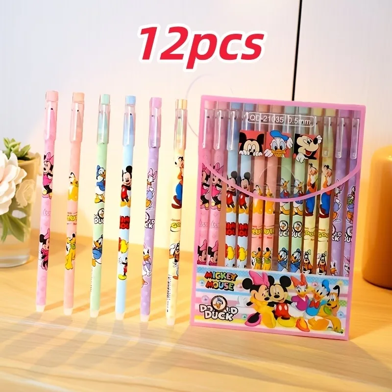 

Disney Mickey Theme Erasable Gel Pens 0.5mm Black Ink Ballpoint Pen Student School Supplies Cute Anime Figure Kawaii Stationery