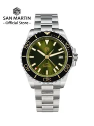 San Martin-Reloj de pulsera de acero inoxidable para hombre, accesorio masculino de pulsera con esfera esmaltada, de lujo, mecánico, de zafiro luminoso, de 39mm, modelo NH34, SN0136