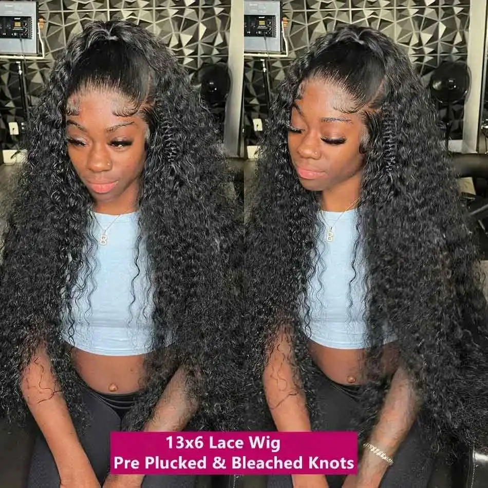 

HD Transparent Deep Wave Frontal Wig 13x4 Deep Curly Lace Front Human Hair Wigs For Women Wet And Wavy 4x4 Water Closure Wig