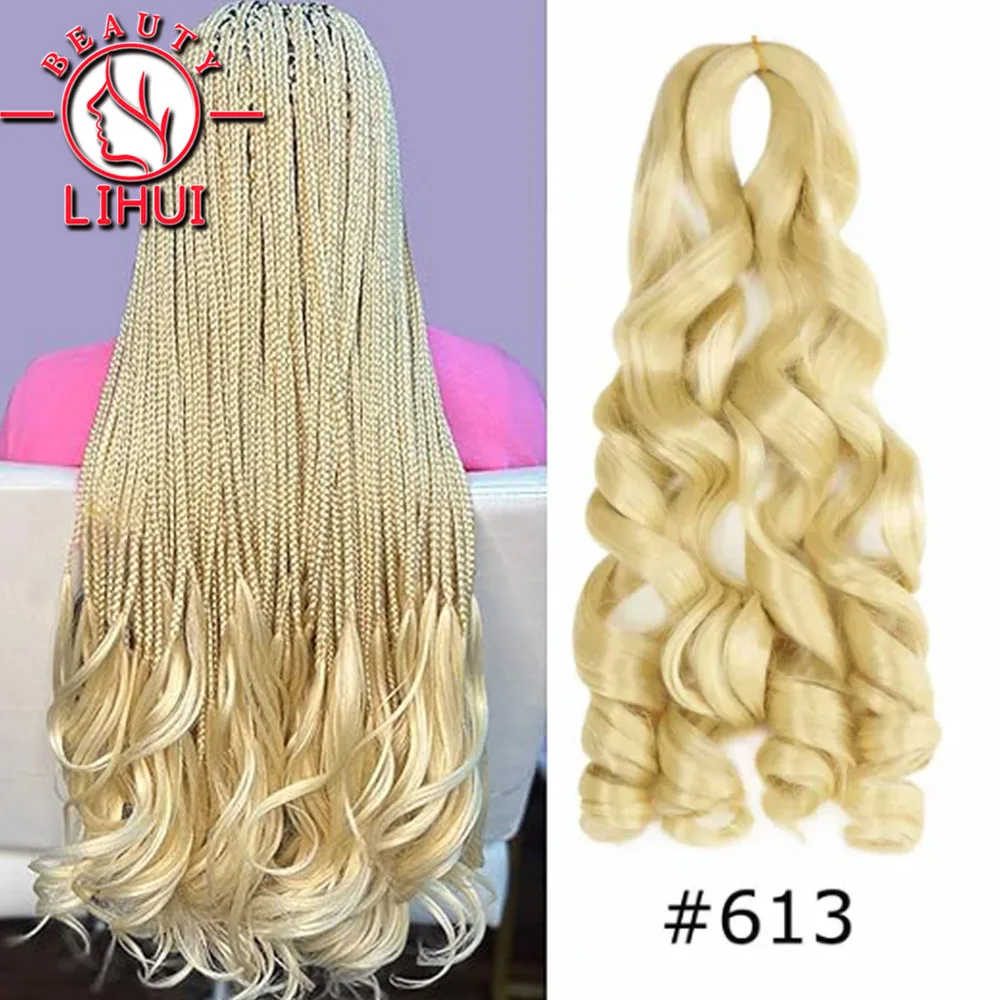 20 Inch Loose Wave Curly Braiding Hair Pre Stretched French Curls Crochet Synthetic Braids Hair Extensions for Women LIHUI