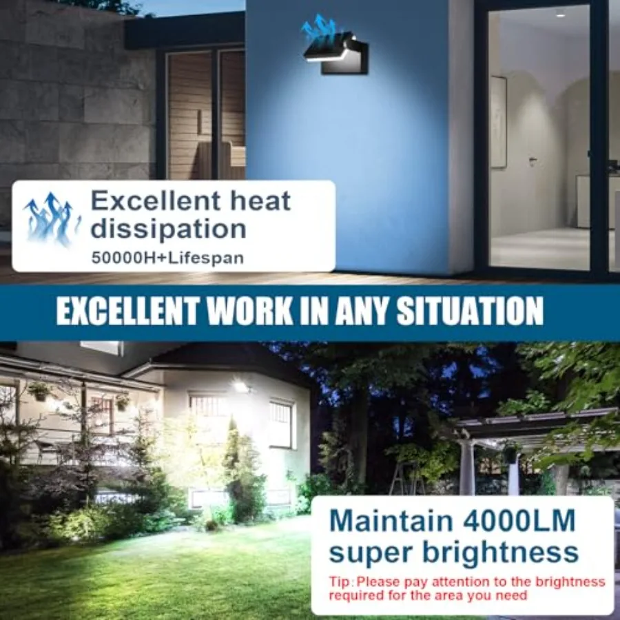 40W LED Outdoor Wall Light, 5000K Daylight Waterproof Floodlights, 360 ° Rotatable Wallpack Lighting Modern Security Commercial