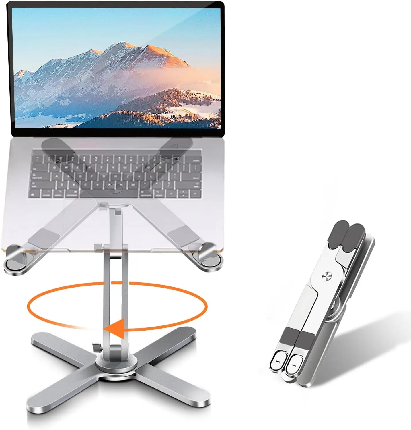 

360 Rotating Foldable Laptop Stand for Desks, Ergonomic Metal Holder Fits All Laptops Up to 16 Inches