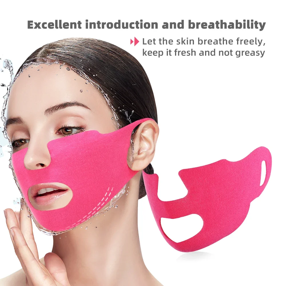 4D Oorhaak V-vormig Gezichtsmasker Hydraterende Face Lift Afslankmasker Anti Gezwollen Oor Aanscherping Dubbele Kin Reducer voor Huidverzorging