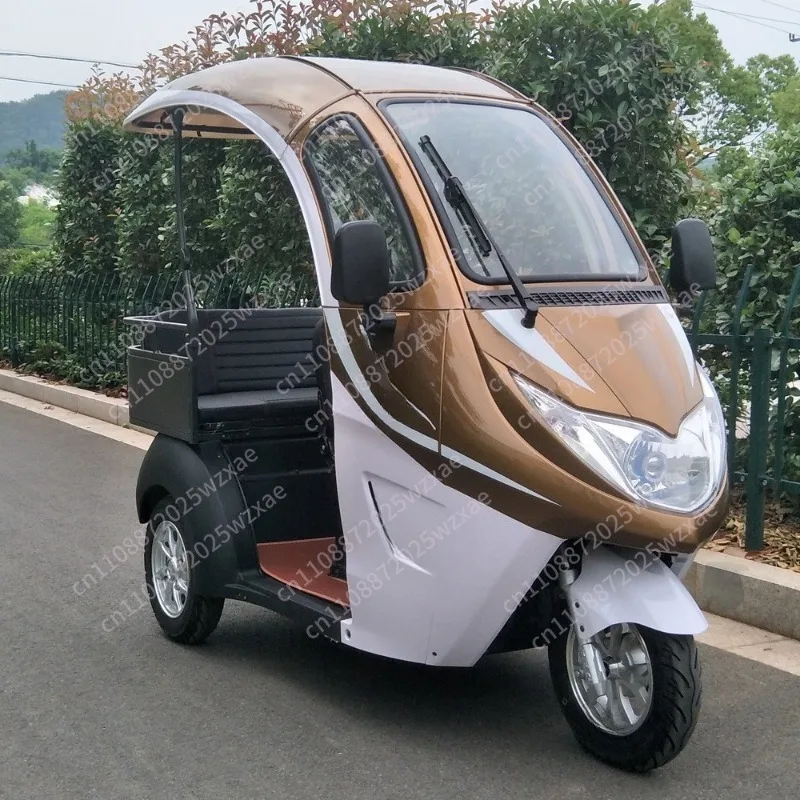 With shading roof passenger and cargo semi-closed adult electric tricycle elderly scooter 800W view 2
