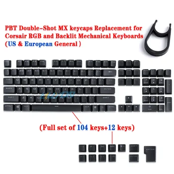 A full set Keycaps for Corsair EU/US version RGB PBT104 Key Mechanical Keyboard