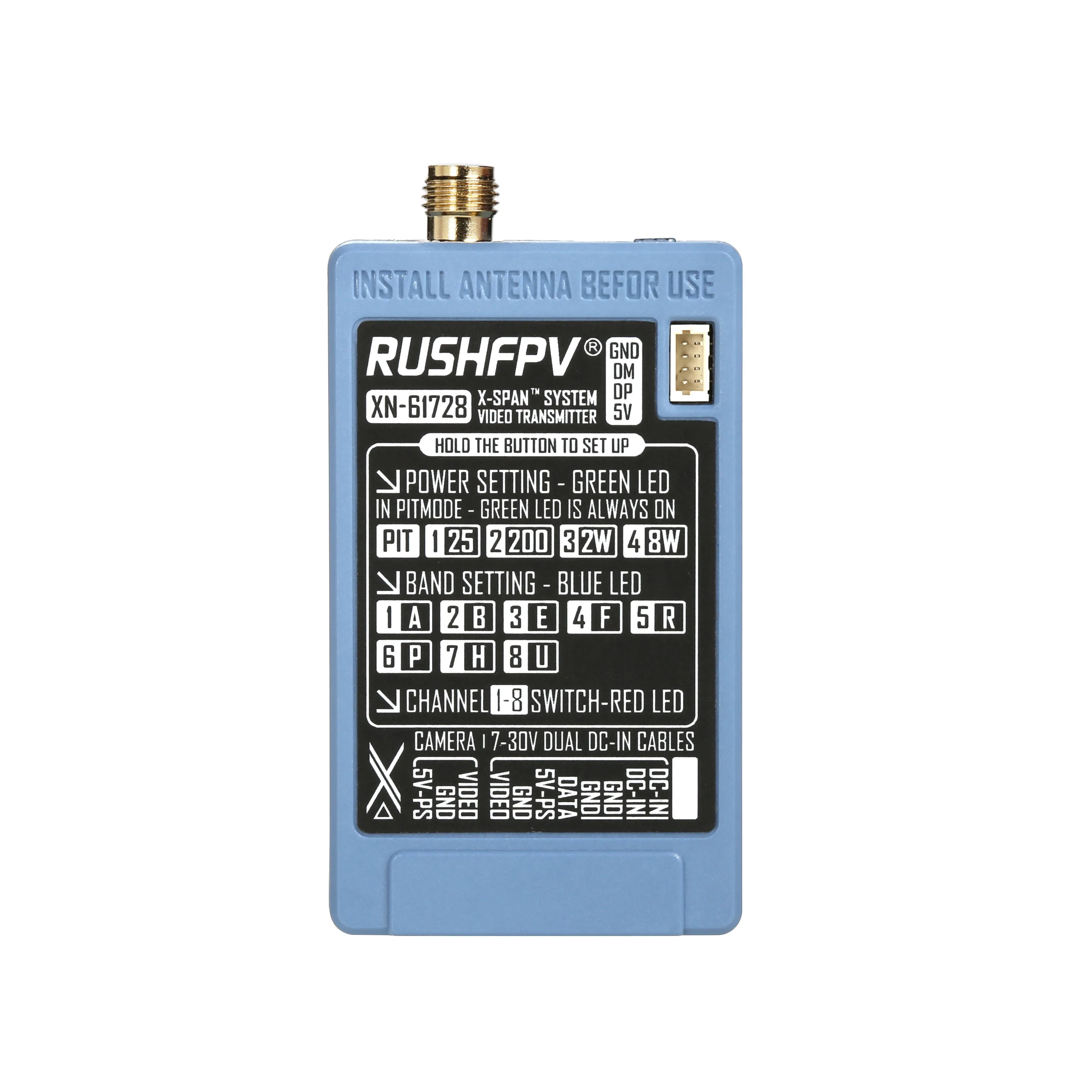 RUSHFPV XSPAN 8W GaN FPV VTX 6.1-7.2GHz Transmitter Kit Circular Polarized Antenna for Racing Drone