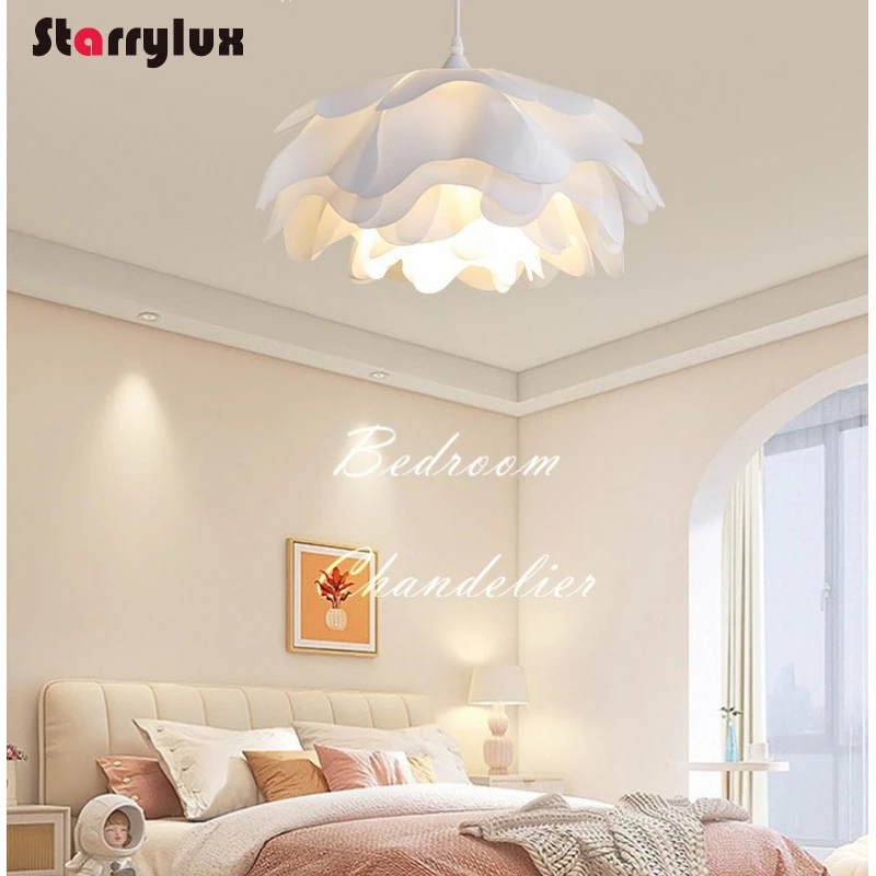 French Cream Peony Pendant Light Modern Bedroom Lamp Nordic Study Kids Room Dining Decor