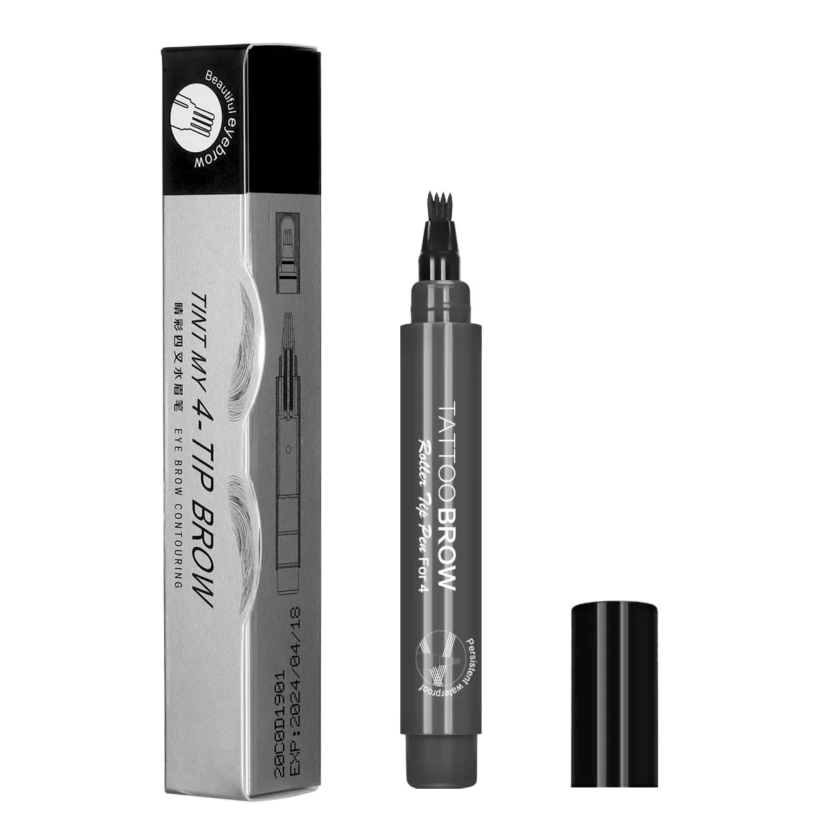 Pencil Filler For Men Black Brown 4-Tip Beard Pen Pencils Long Lasting Natural Makeup Detailing Filler Moustache & Eyebrows