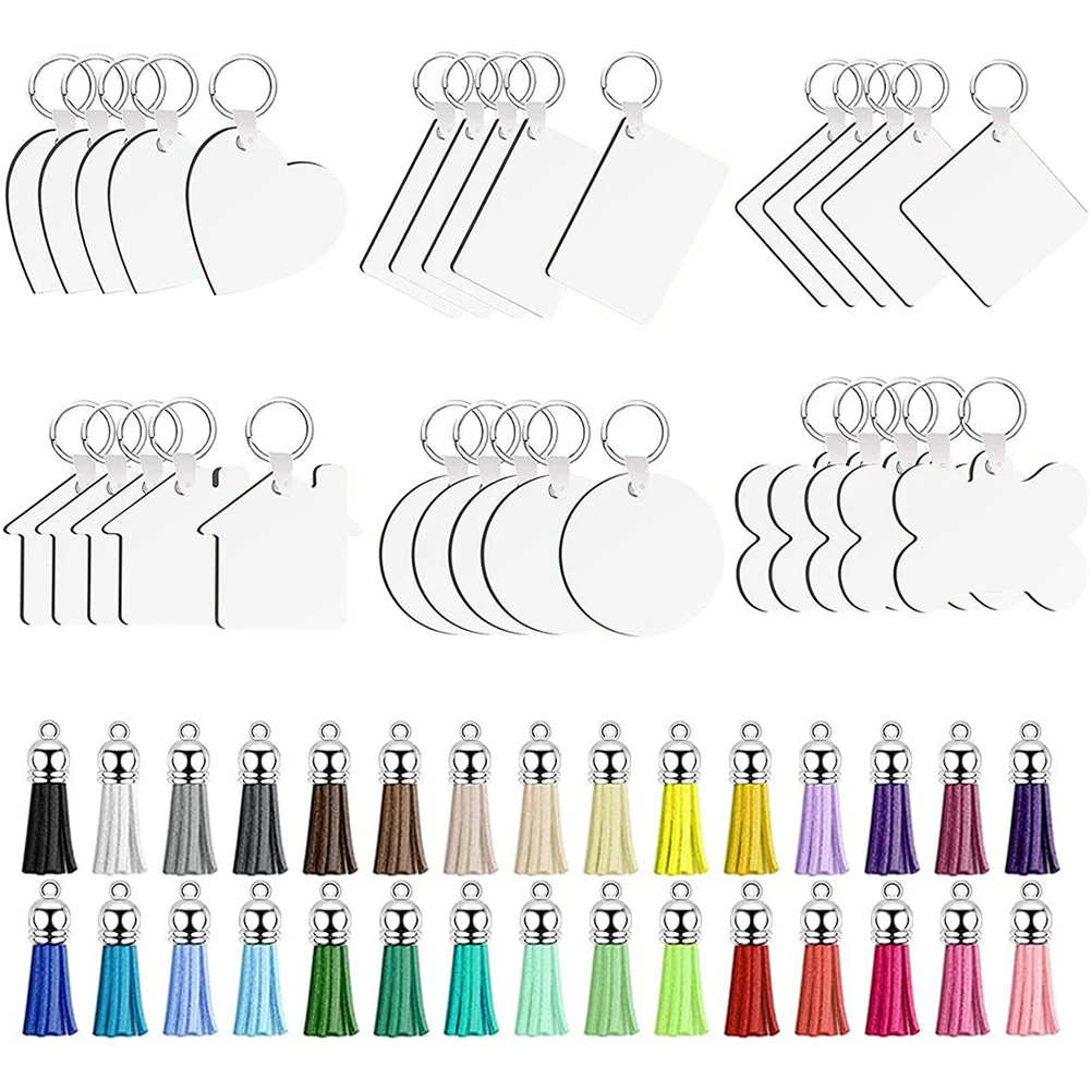 

Sublimation Keychain Blanks Diy Heat Transfer Tassel Pendants Craft Supplies Blank Key Rings For Handmade Decorative Gifts