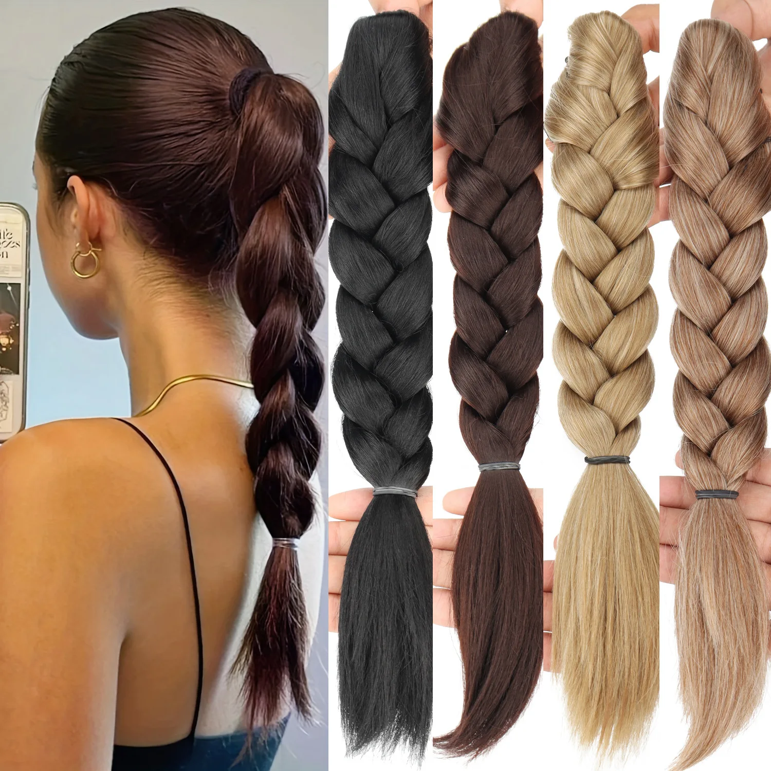 

Claw Clip Ponytail Extension 14inch Long Braided Hair Extensions for Women Synthetic Braided Hairpiece Braiding Hair Ponytail