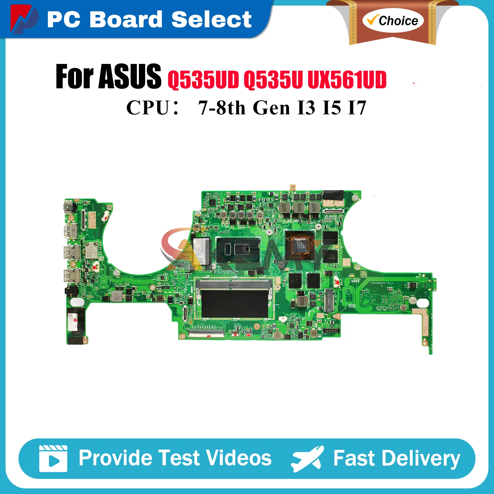 

UX561UD Материнская плата для ноутбука ASUS ZenBook UX561UD Q535U Q535UD UX561U UX561UA Материнская плата с процессором I3 I5 I7 100% tests OK stk