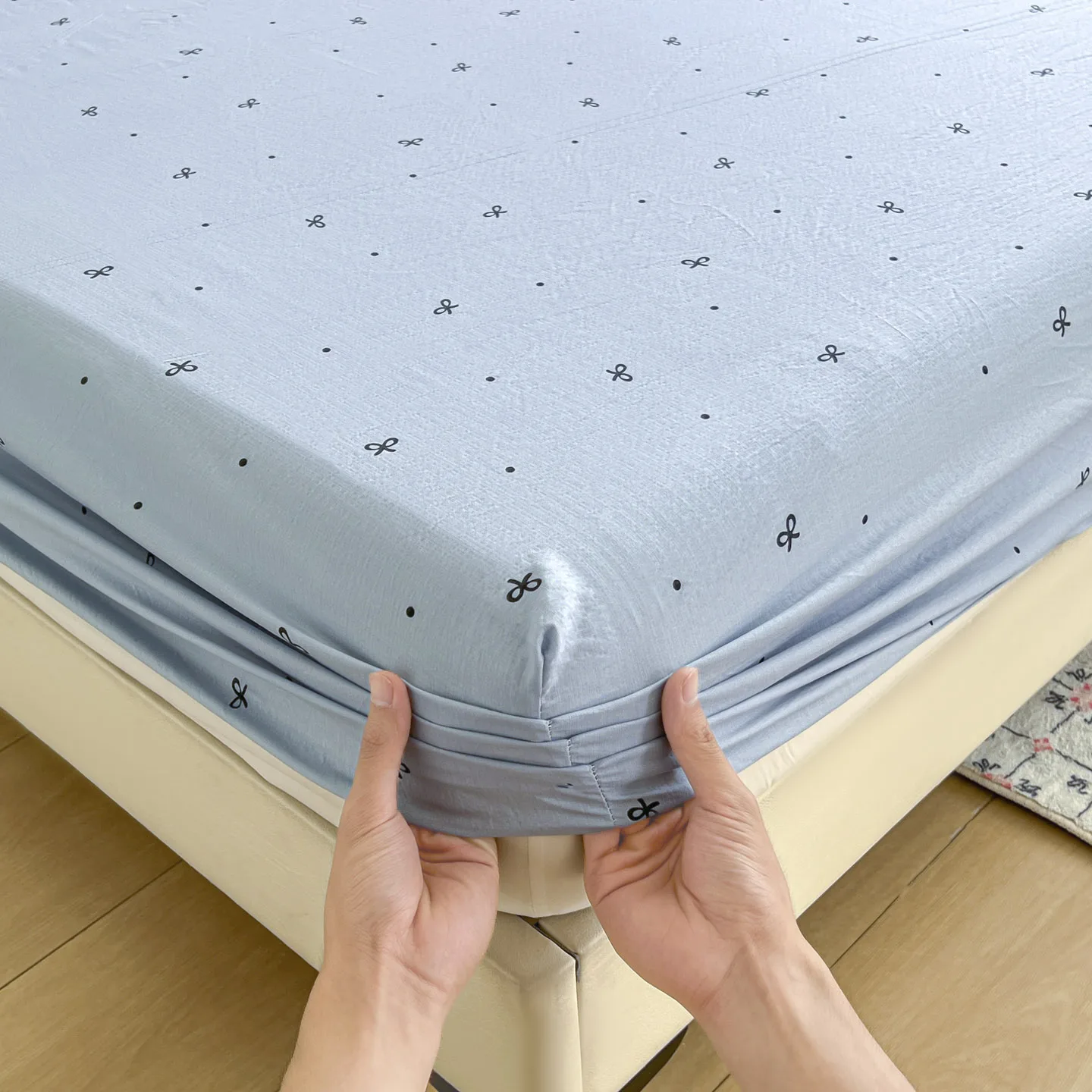 Einfaches Bettwäsche-Set mit Schleife, Prinzessinnen-Spannbettlaken-Set, rutschfeste Tagesdecke mit elastischem Band, Matratzenbezug, Doppelbettwäsche – Detail 2