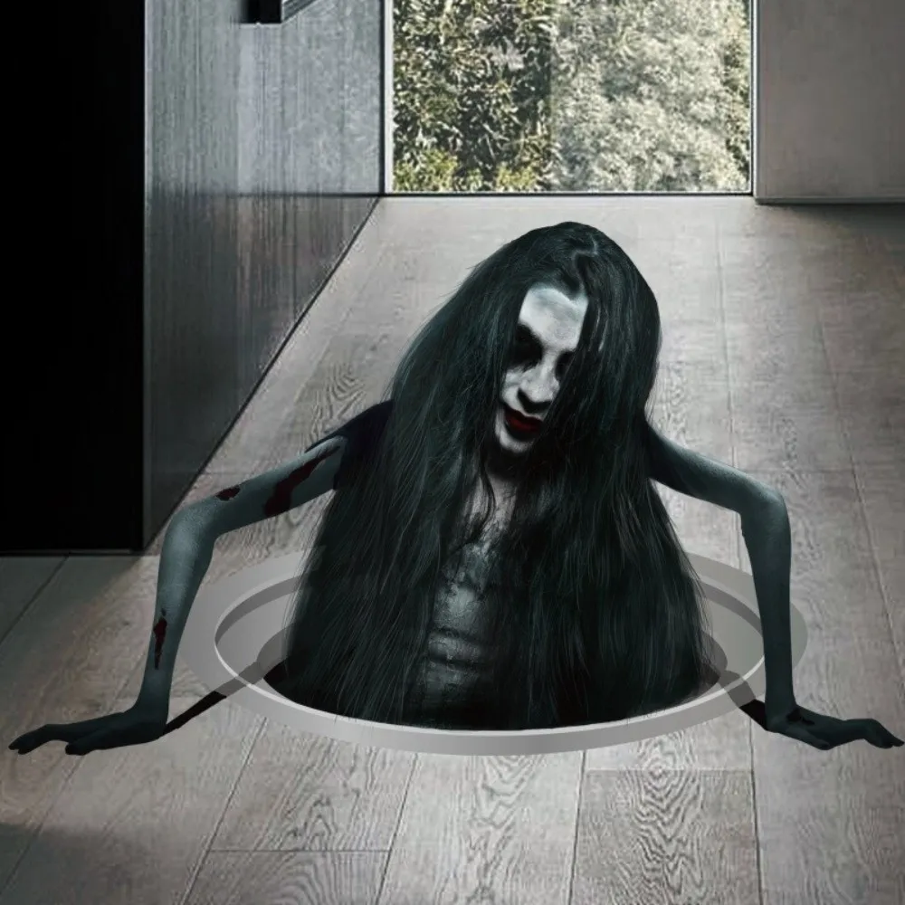 

Easy Peel Long Hair Women Halloween Ghost Stickers Removable Funny Ghost Wall Stickers Scary PVC Halloween Decal Halloween Party