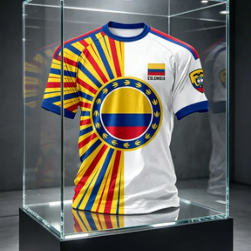 New 3D Print Comfy  Letter Aphic Quick Dry Sports Fan Short Sleeve Athletic COLOMBIA   Jersey Football  Family Matching Tops
