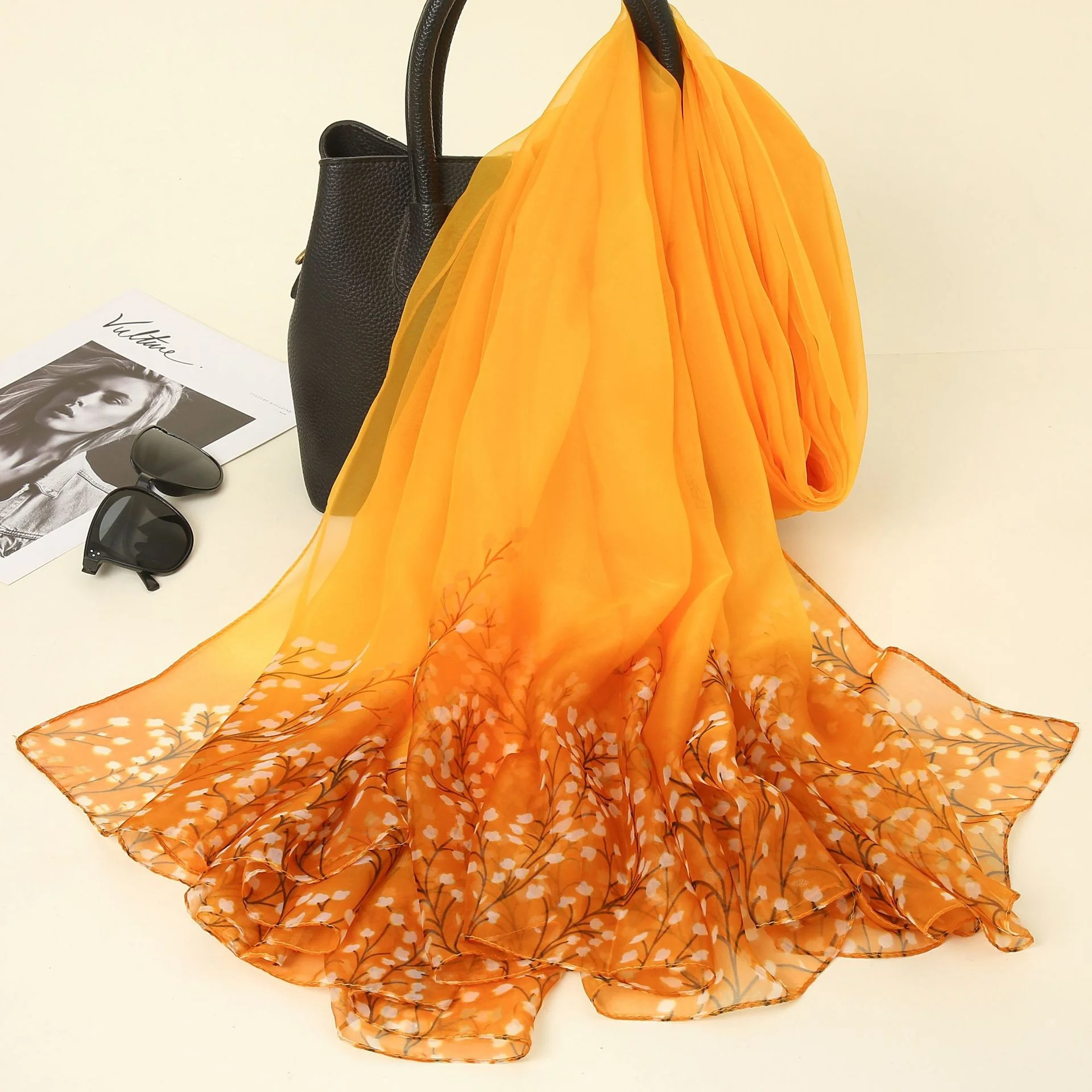 Spring And Summer New Soft Yarn Sunscreen Shawl Live Broadcast Classic Simulation Silk Long Scarf Fashion Versatile Scarf Shawl