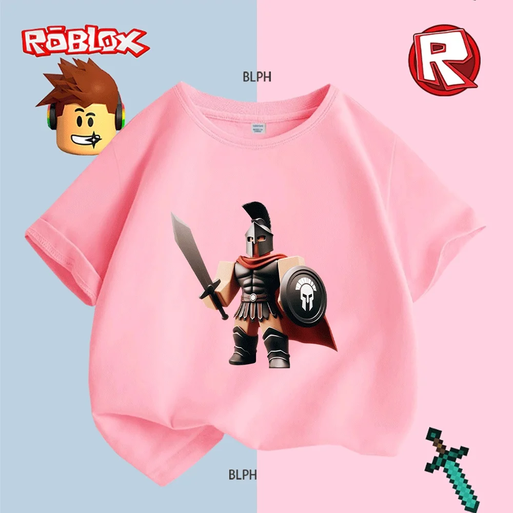 

Крутая детская футболка Roblox Spartan Warrior с дизайном меча и щита для мальчиков и девочек