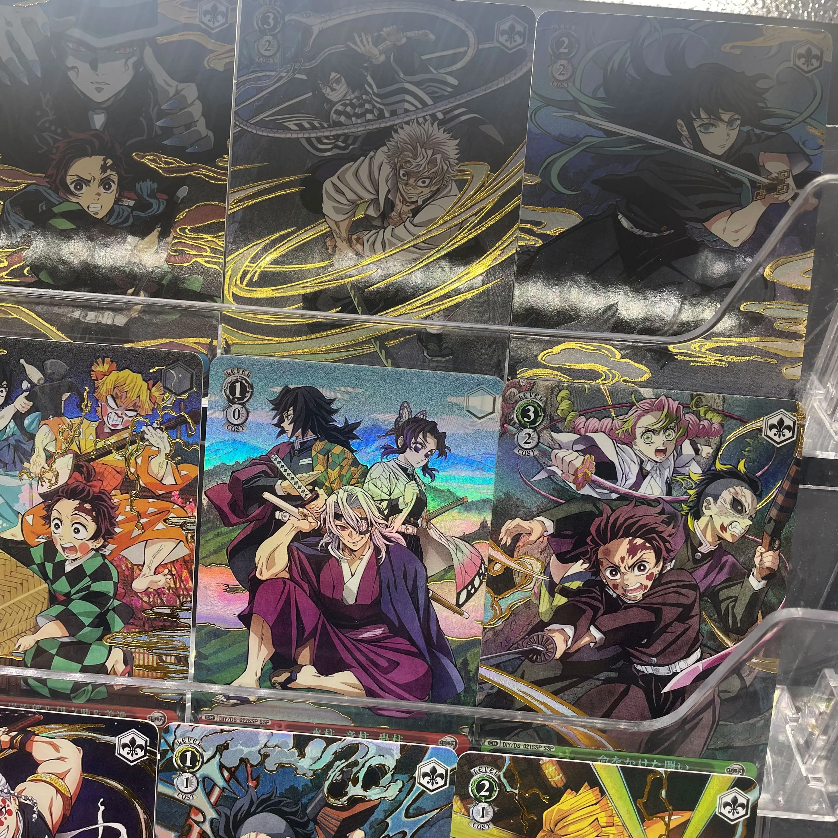 Anime Demon Slayer 22Pcs/Set Collection Flash Card Kamado Tanjirou Kochou Shinobu Diy Coarse Color Series Cartoon Figures Toy