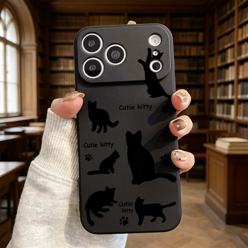 Cat Silhouette Collection Anti-drop TPU Protective Phone Case Cover For iPhone 17 Pro Max 16 Plus 15 14 13 12 11 XS Max