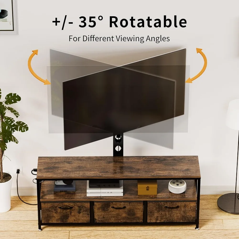 TV Stand with Mount and Power Outlet,TV Stand with Drawers Storage ,LED for 45/55/60/65 inch TVs,Height Adjustable Media Console