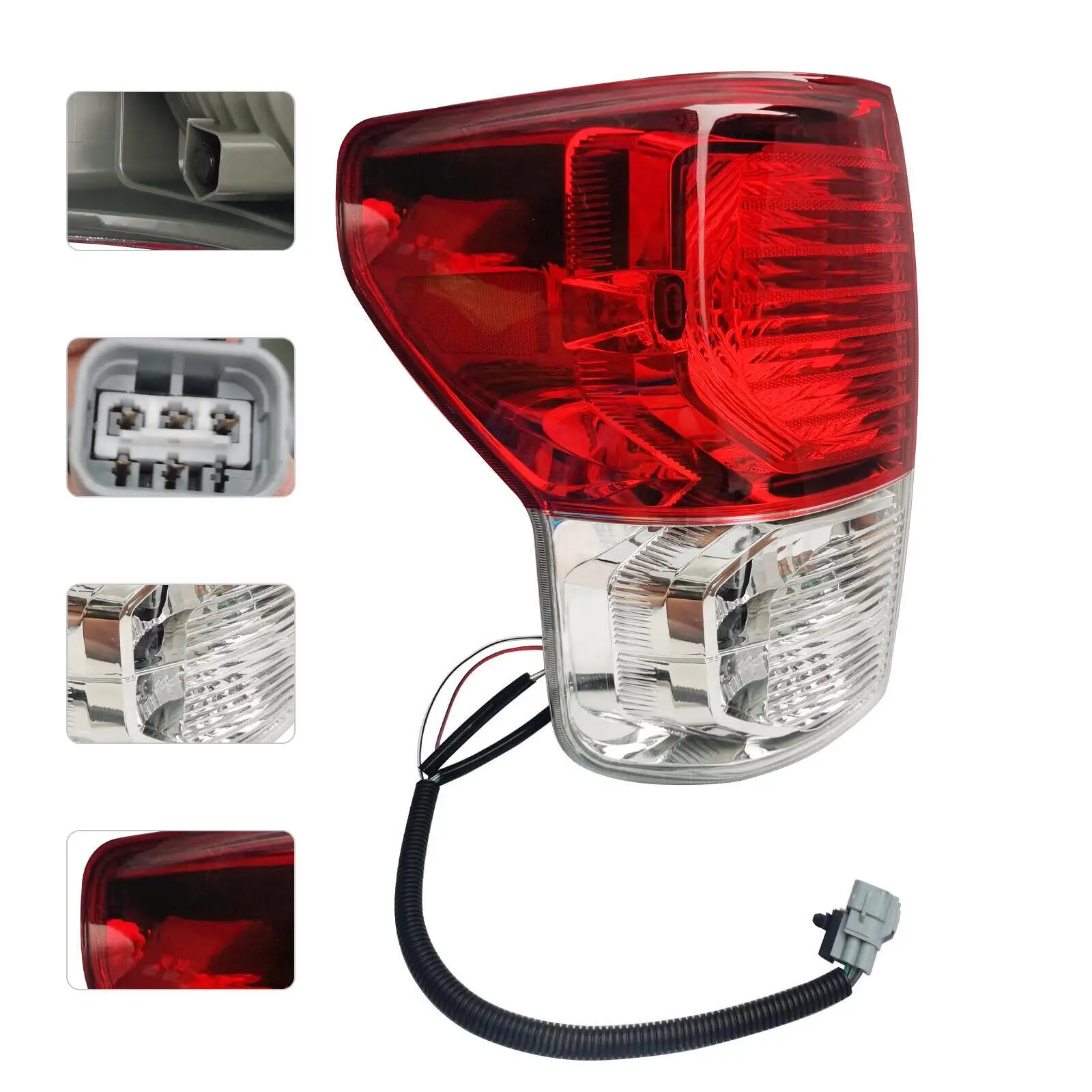 Tail Lights Brake Lamps Fit For 2010-2013 Toyota Tundra Left Driver Side Durable Red Clear Lens High Light Transmittance