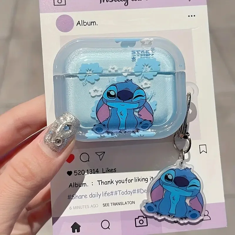 ديزني غرزة حقيبة سماعة الاذن ل Airpods 1/2 3 4 برو الكرتون بولي TPU سماعات لاسلكية للصدمات واقية قذيفة مع سلسلة المفاتيح #5