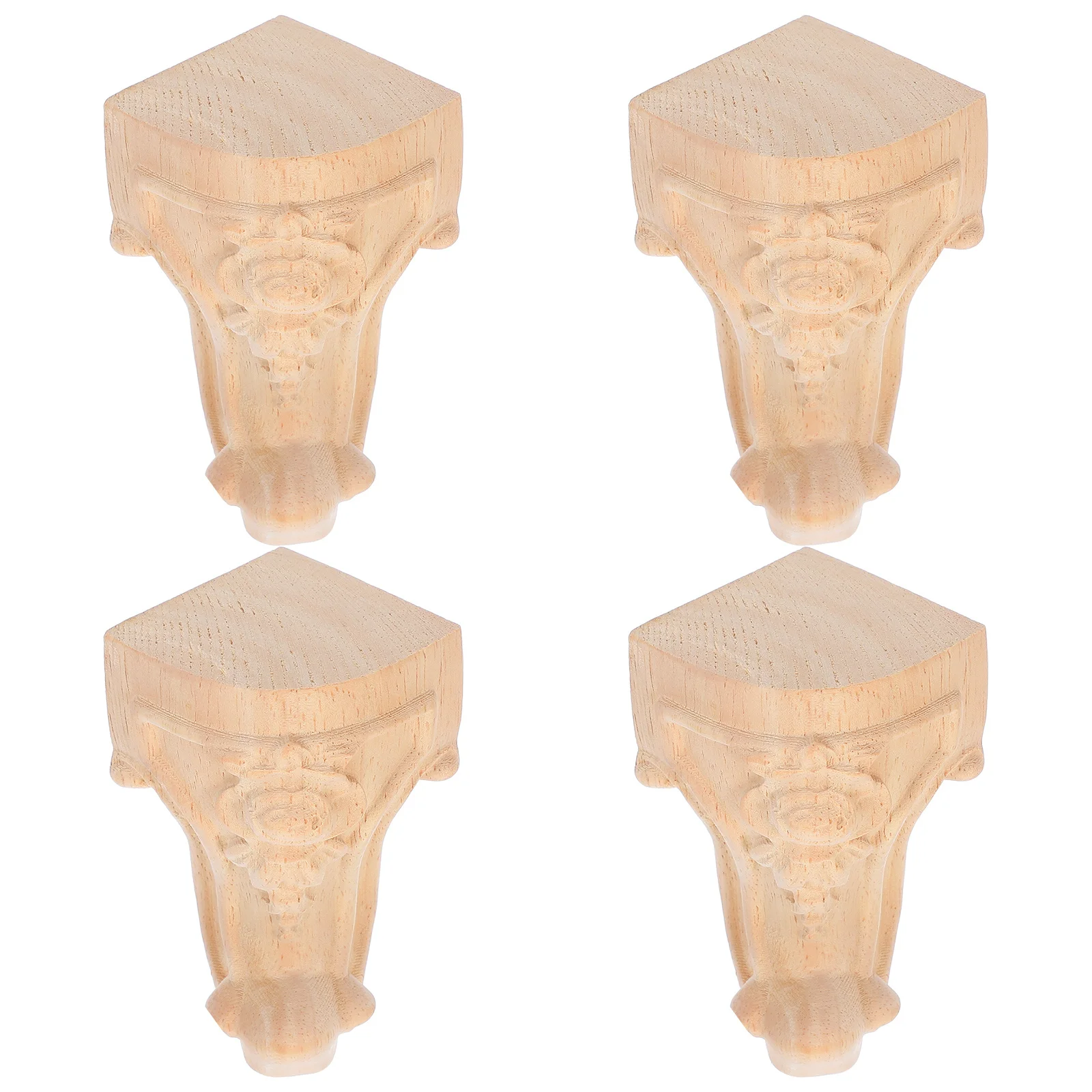 

4pcs Wooden Furniture Legs Replacement Rubberwood Cabinet Feet Durable Carved Table Legs For Bathroom Dining Tables Sofa Feet
