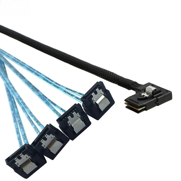 ADT-Link 30V AC ミニ SAS 8087 直角 - 4 SATA 90 °   ケーブル - 12G 高速サーバー接続低電力接触抵抗