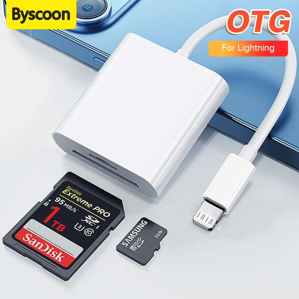 2 in 1 Lightning To SD/TF Card Reader OTG Flash Adapter Memory Card Adapter for iPhone 14 13 12 Pro Max 3.0 IPad Flash Drive