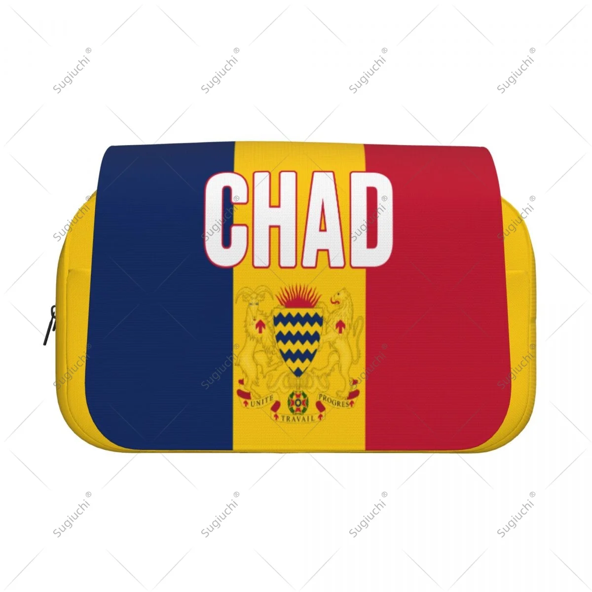 Pencil Case Scissors Bags 3D Chad Flag Double-layer Oxford Cloth Stationery Storage Pen Box Case