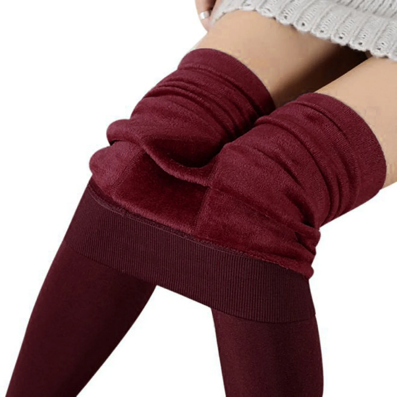 Dames Winterleggings Warme leggings Hoge taille Effen kleur Fluwelen Dames Verdikte fluwelen leggings Rekbare zwarte leggings Kerstmis