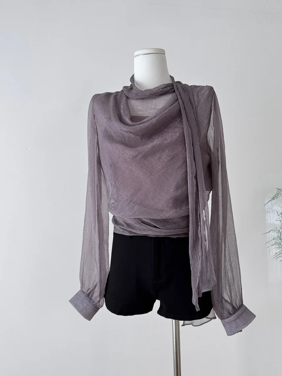 

Ele Long Sve шифоновая женская модная осенняя новая утягивающая белая блузка с воланным воротником Sister Sle