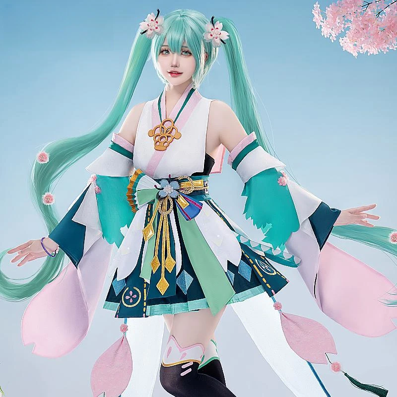 Miku Cosplay Anime Miku Onmyoji przebranie na karnawał Miku przebranie na Halloween Kimono imprezowe stroje zestawy ubrań peruka Miku Cosplay