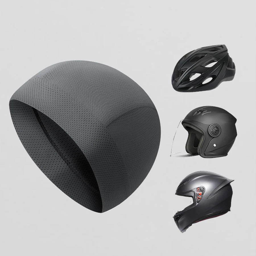 Men's Breathable Mesh Skull Cap Moisture Wicking Cycling Helmet Liner Beanie for Running Workout Sports