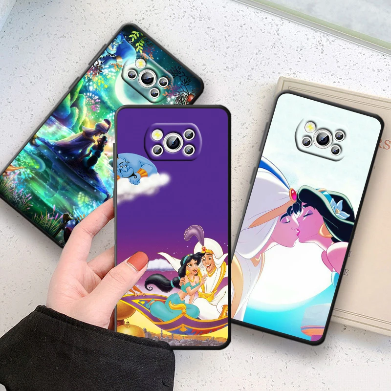 Aladdin Jasmine Princess Phone Case For Xiaomi Poco X4 X3 F4 F3 NFC M6 M5 M4 M3 GT S Pro 4G 5G Black Soft Cover