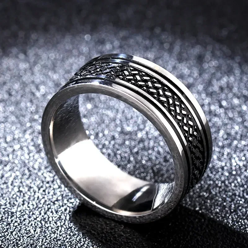 8mm Vintage 316L Stainless Steel Ring for Men and Women Never Fade Power