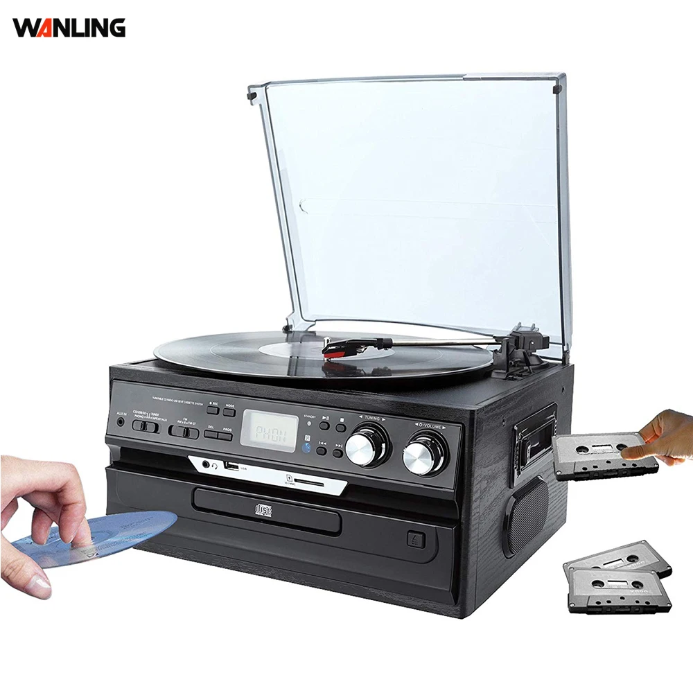 Sistema de Alta Fidelidad Vintage 2026 con Tocadiscos de Cartucho Magnético, Reproductor de Vinilo Bluetooth, Tocadiscos LP, Altavoces Estéreo de Estantería