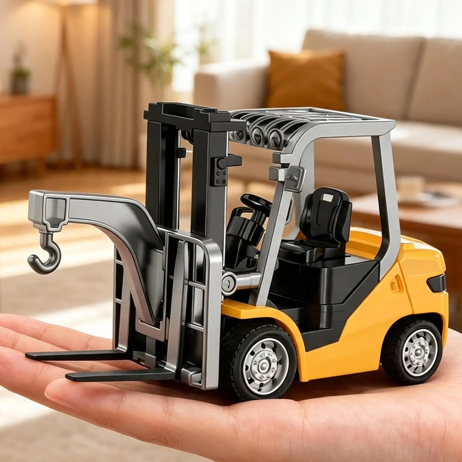 Remote Control Construction Toys With Light Small Rechargeable Vehicle Kids 1/64 Transform Lift Fork Hook Car For Boys Girls